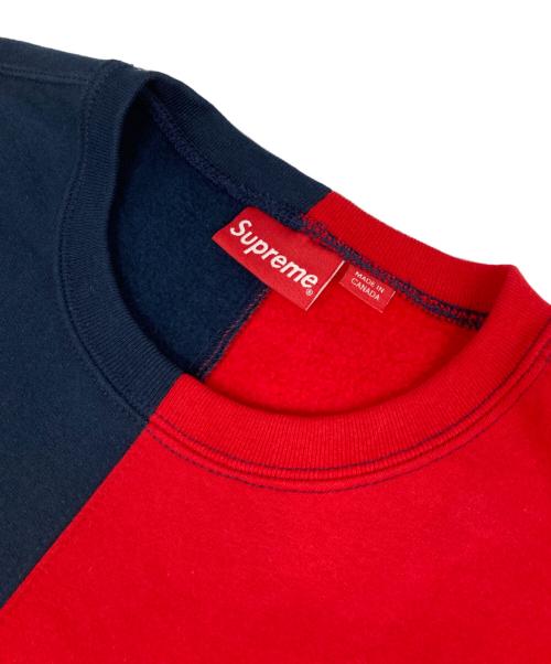 SUPREME（シュプリーム）Supreme (シュプリーム) 18FW Split Crewneck Sweatshirt ネイビー×レッド サイズ:Lの古着・服飾アイテム
