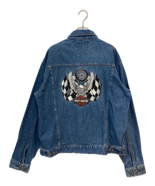 HARLEY-DAVIDSON（ハーレーダビッドソン）HARLEY-DAVIDSON (ハーレーダビッドソン) 刺繍ワッペンデニムジャケット インディゴ サイズ: Lの古着・服飾アイテム