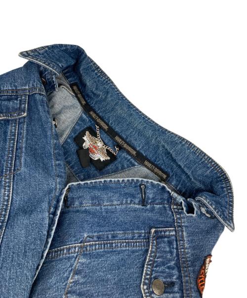 HARLEY-DAVIDSON（ハーレーダビッドソン）HARLEY-DAVIDSON (ハーレーダビッドソン) 刺繍ワッペンデニムジャケット インディゴ サイズ: Lの古着・服飾アイテム