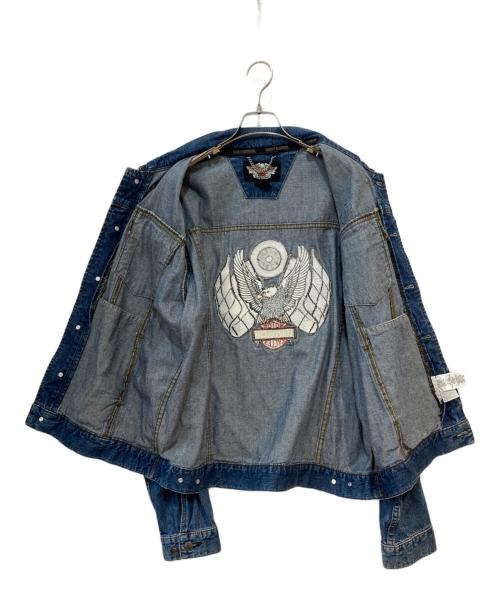 HARLEY-DAVIDSON（ハーレーダビッドソン）HARLEY-DAVIDSON (ハーレーダビッドソン) 刺繍ワッペンデニムジャケット インディゴ サイズ: Lの古着・服飾アイテム