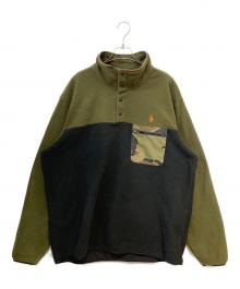 POLO RALPH LAUREN（ポロ・ラルフローレン）の古着「ハーフボタンフリースプルオーバー」｜カーキ×ブラック