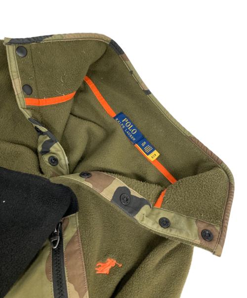 POLO RALPH LAUREN（ポロ・ラルフローレン）POLO RALPH LAUREN (ポロ・ラルフローレン) ハーフボタンフリースプルオーバー カーキ×ブラック サイズ:XLの古着・服飾アイテム