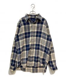 POLO RALPH LAUREN（ポロ・ラルフローレン）の古着「スモールポニー チェックネルシャツ」｜ベージュ×ネイビー