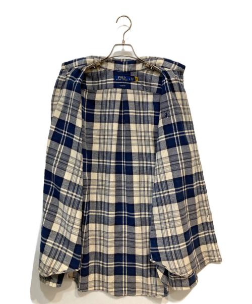 POLO RALPH LAUREN（ポロ・ラルフローレン）POLO RALPH LAUREN (ポロ・ラルフローレン) スモールポニー チェックネルシャツ ベージュ×ネイビー サイズ:Lの古着・服飾アイテム