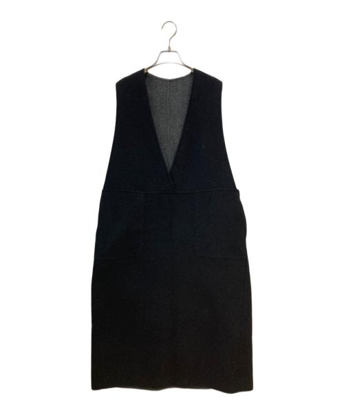 DRAWER（ドゥロワー）Drawer (ドゥロワー) ウールリバーVネックノースリーブワンピース ブラック サイズ:36の古着・服飾アイテム