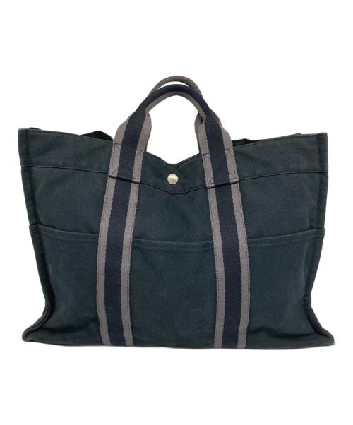 HERMES（エルメス）HERMES (エルメス) フルートゥGM キャンバストートバッグ ブラックの古着・服飾アイテム