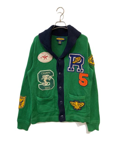 Rugby Ralph Lauren（ラグビーラルフローレン）Rugby Ralph Lauren (ラグビーラルフローレン) マルチパッチレタードカーディガン グリーン サイズ:Ｓの古着・服飾アイテム