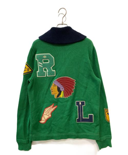 Rugby Ralph Lauren（ラグビーラルフローレン）Rugby Ralph Lauren (ラグビーラルフローレン) マルチパッチレタードカーディガン グリーン サイズ:Ｓの古着・服飾アイテム