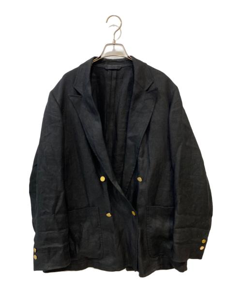 UNITED ARROWS（ユナイテッドアローズ）UNITED ARROWS (ユナイテッドアローズ) リネンダブルジャケット ブラック サイズ:Lの古着・服飾アイテム