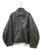 MAISON SPECIALメゾンスペシャル）の古着「Sheep Leather Prime-Over Single Rider Collared Jacket」｜ブラック