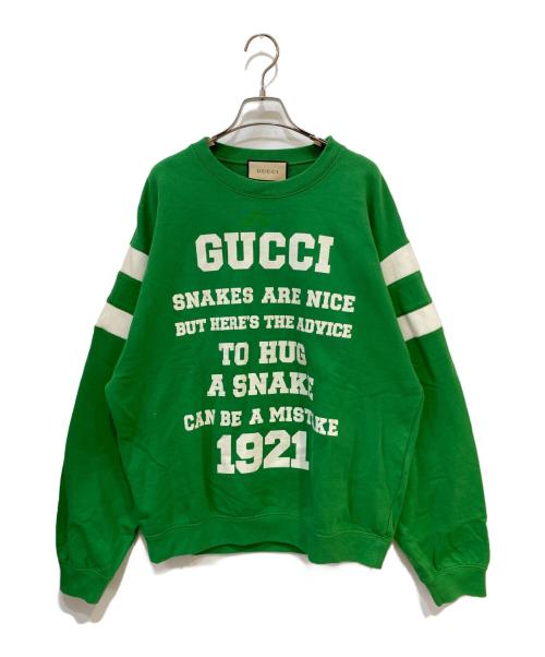 GUCCI（グッチ）GUCCI (グッチ) To Hug A Snake Cotton Sweatshirt グリーン サイズ: Mの古着・服飾アイテム