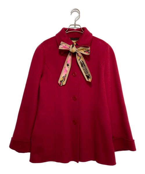LEONARD（レオナール）LEONARD (レオナール) カシミヤハーフコート レッド サイズ:13ARの古着・服飾アイテム