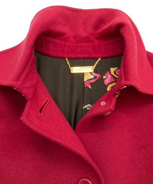 LEONARD（レオナール）LEONARD (レオナール) カシミヤハーフコート レッド サイズ:13ARの古着・服飾アイテム