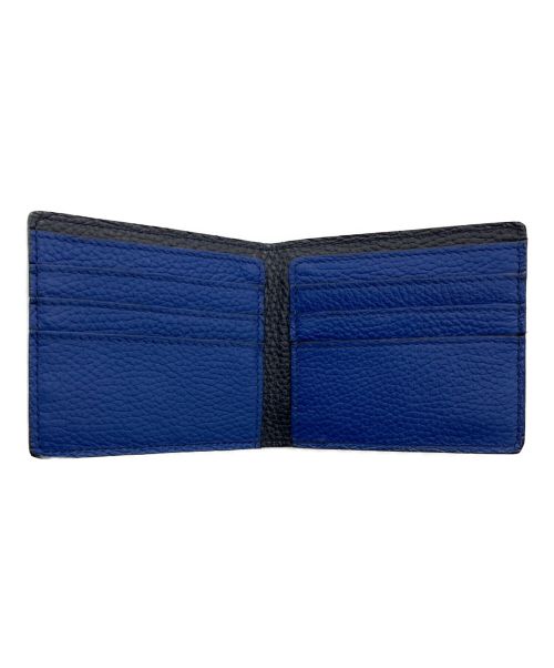 TOMOE（トモエ）TOMOE (トモエ) SHIPS (シップス) コンビレザー 二つ折りウォレット ブラック×ブルーの古着・服飾アイテム