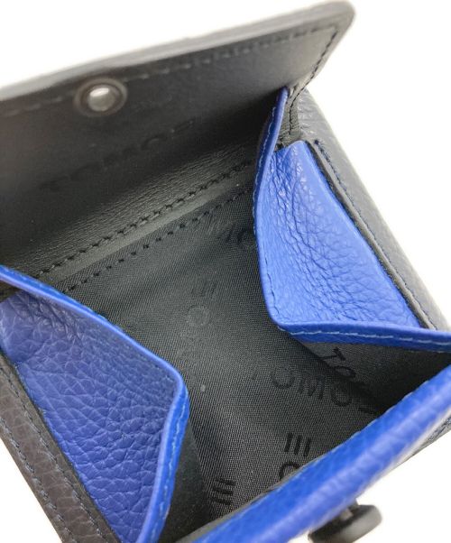 TOMOE（トモエ）TOMOE (トモエ) SHIPS (シップス) コンビレザー 二つ折りウォレット ブラック×ブルーの古着・服飾アイテム