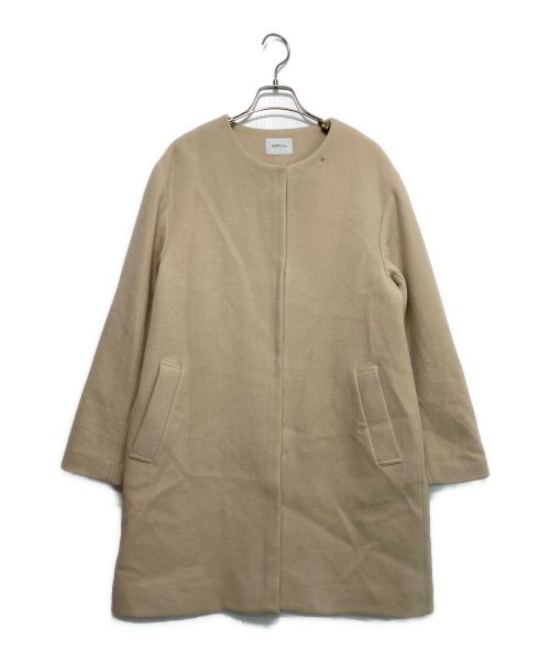 SHIPS any（シップスエニィ）SHIPS any (シップスエニィ) ウールブレンドノーカラーフックコート ベージュ サイズ:38の古着・服飾アイテム