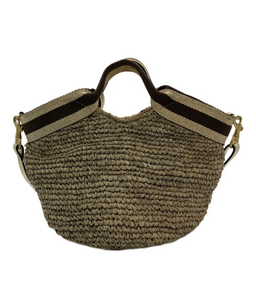 VIOLAd'ORO（ヴィオラドーロ）VIOLAd'ORO (ヴィオラドーロ) ラフィア 2way カゴトートバッグ ゴールド×ベージュの古着・服飾アイテム