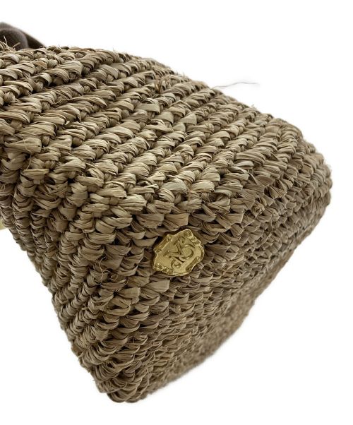 VIOLAd'ORO（ヴィオラドーロ）VIOLAd'ORO (ヴィオラドーロ) ラフィア 2way カゴトートバッグ ゴールド×ベージュの古着・服飾アイテム