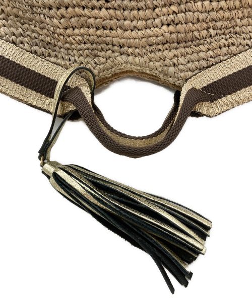 VIOLAd'ORO（ヴィオラドーロ）VIOLAd'ORO (ヴィオラドーロ) ラフィア 2way カゴトートバッグ ゴールド×ベージュの古着・服飾アイテム