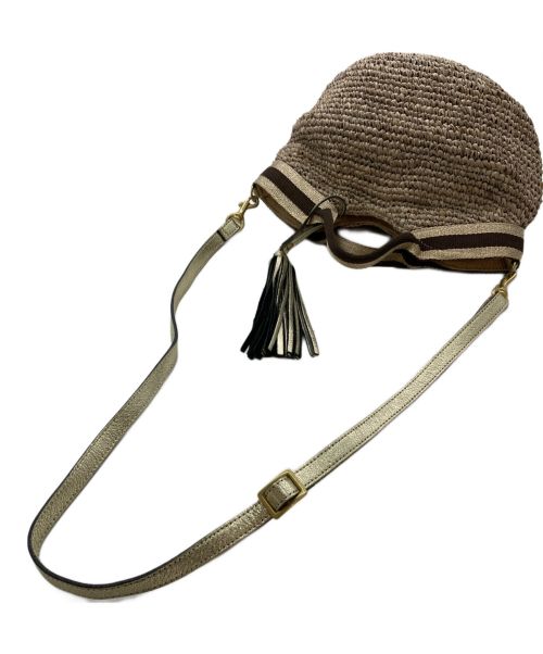 VIOLAd'ORO（ヴィオラドーロ）VIOLAd'ORO (ヴィオラドーロ) ラフィア 2way カゴトートバッグ ゴールド×ベージュの古着・服飾アイテム