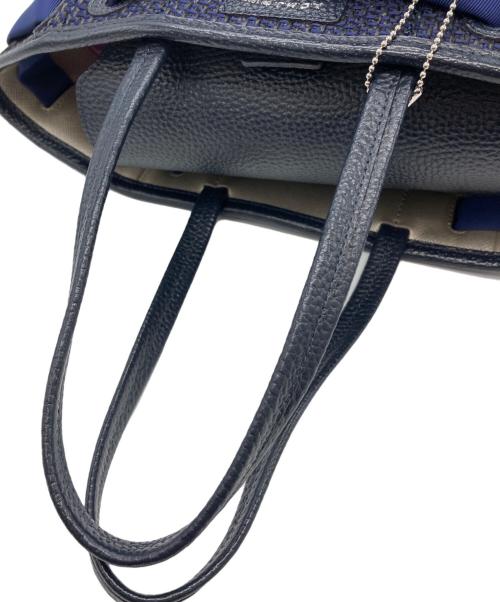 A.D.M.J.（エーディーエムジェイ）A.D.M.J. (エーディーエムジェイ) コンクルージョンリボンハンドバッグ ネイビーの古着・服飾アイテム