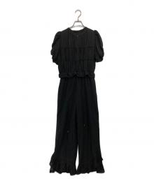 CAROLINA GLASER（カロリナ グレイサー）の古着「ギャザーオールインワン」｜ブラック