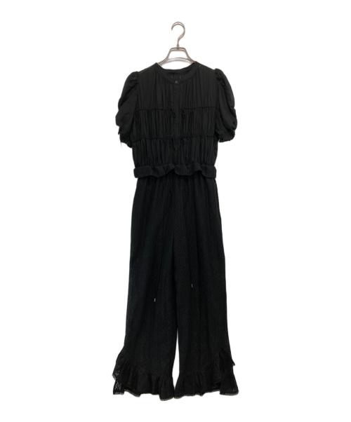 CAROLINA GLASER（カロリナ グレイサー）CAROLINA GLASER (カロリナ グレイサー) ギャザーオールインワン ブラック サイズ:Mの古着・服飾アイテム