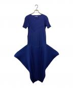 todo kotohayokozawaトゥードゥー コトハヨコザワ）の古着「Short sleeve pleats dress High neck type」｜ネイビー