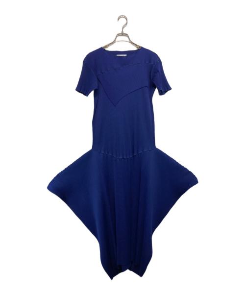 todo kotohayokozawa（トゥードゥー コトハヨコザワ）todo kotohayokozawa (トゥードゥー コトハヨコザワ) Short sleeve pleats dress High neck type ネイビー サイズ:-の古着・服飾アイテム