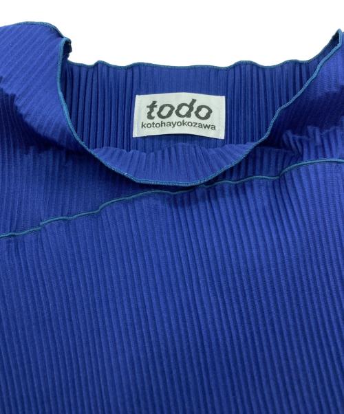 todo kotohayokozawa（トゥードゥー コトハヨコザワ）todo kotohayokozawa (トゥードゥー コトハヨコザワ) Short sleeve pleats dress High neck type ネイビー サイズ:-の古着・服飾アイテム