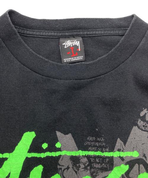 stussy（ステューシー）stussy (ステューシー) WORLD TOUR TEE グリーン×ブラック サイズ:Lの古着・服飾アイテム