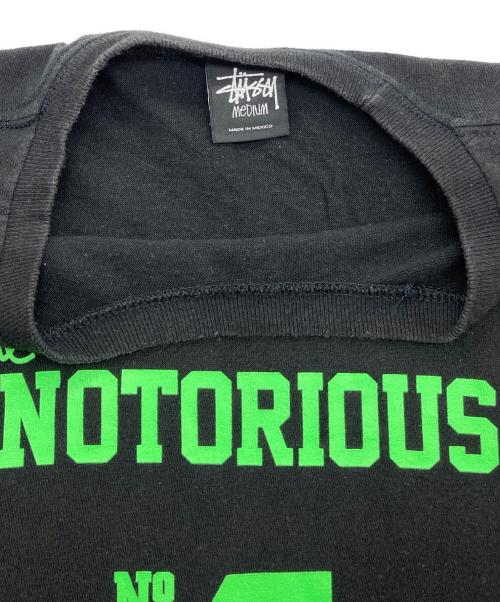 stussy（ステューシー）stussy (ステューシー) NOTORIOUS No.4 プリントTシャツ ブラック×グリーン サイズ:Mの古着・服飾アイテム