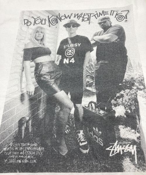stussy（ステューシー）stussy (ステューシー) adidas (アディダス) Do you know what time it is Tee ホワイト サイズ:Lの古着・服飾アイテム