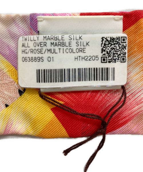 HERMES（エルメス）HERMES (エルメス) TWILLY MARBLE SILK/ツイリースカーフ ピンクの古着・服飾アイテム