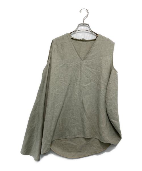 ENFOLD（エンフォルド）ENFOLD (エンフォルド) アシンメトリーノースリーブブラウス ベージュ サイズ:38の古着・服飾アイテム