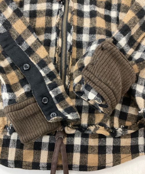 PPFM（ピーピーエフエム）PPFM (ピーピーエフエム) チェックジップパーカー ベージュ サイズ:Lの古着・服飾アイテム