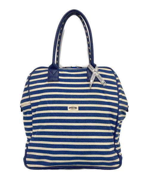 PORTER GIRL（ポーターガール）PORTER GIRL (ポーターガール) ボーダートートバッグ ブルーの古着・服飾アイテム