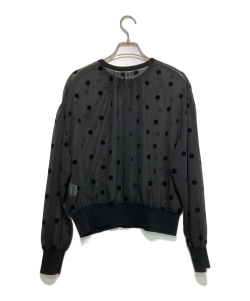 NOLLEY'S（ノーリーズ）NOLLEY'S (ノーリース) シアーフロッキードット柄クルーネックカーディガン ブラック サイズ:38の古着・服飾アイテム