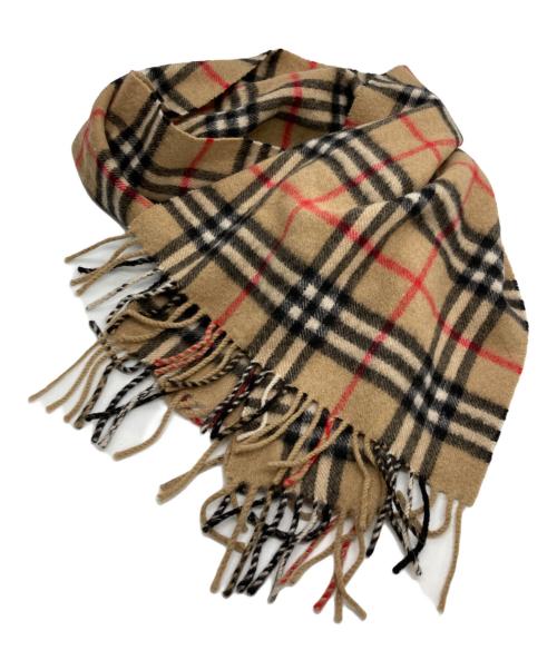 Burberry's（バーバリーズ）Burberry's (バーバリーズ) ノバチェックカシミアマフラー ベージュ×レッド サイズ:記載なしの古着・服飾アイテム