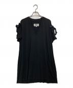 MM6 Maison Margielaエムエムシックスメゾンマルジェラ）の古着「デザインカットソー」｜ブラック