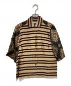 DRIES VAN NOTENドリスヴァンノッテン）の古着「柄切替ボーダー半袖シャツ」｜ブラック×ブラウン