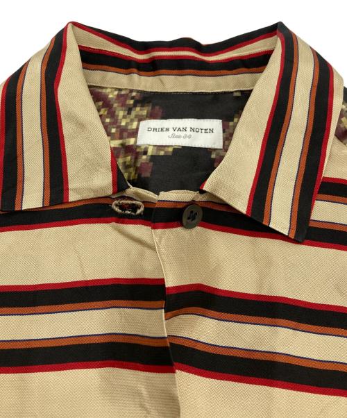 DRIES VAN NOTEN（ドリスヴァンノッテン）DRIES VAN NOTEN (ドリスヴァンノッテン) 柄切替ボーダー半袖シャツ ブラック×ブラウン サイズ:34の古着・服飾アイテム