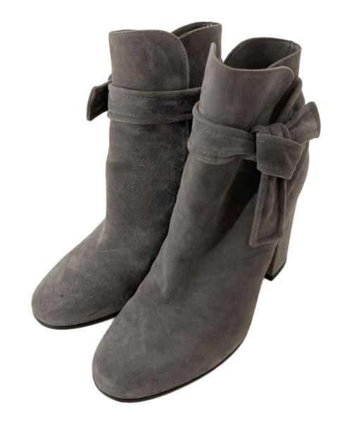 Gianvito Rossi（ジャンヴィト ロッシ）Gianvito Rossi (ジャンヴィト・ロッシ) スウェード リボンブーツ グレー サイズ:３７の古着・服飾アイテム