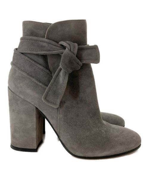 Gianvito Rossi（ジャンヴィト ロッシ）Gianvito Rossi (ジャンヴィト・ロッシ) スウェード リボンブーツ グレー サイズ:３７の古着・服飾アイテム