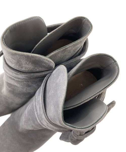 Gianvito Rossi（ジャンヴィト ロッシ）Gianvito Rossi (ジャンヴィト・ロッシ) スウェード リボンブーツ グレー サイズ:３７の古着・服飾アイテム