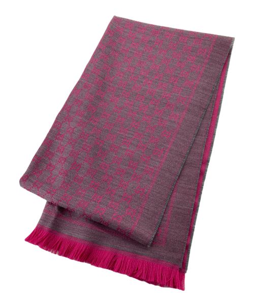 GUCCI（グッチ）GUCCI (グッチ) GG柄大判ストール ピンク×グレー サイズ:48×180cmの古着・服飾アイテム