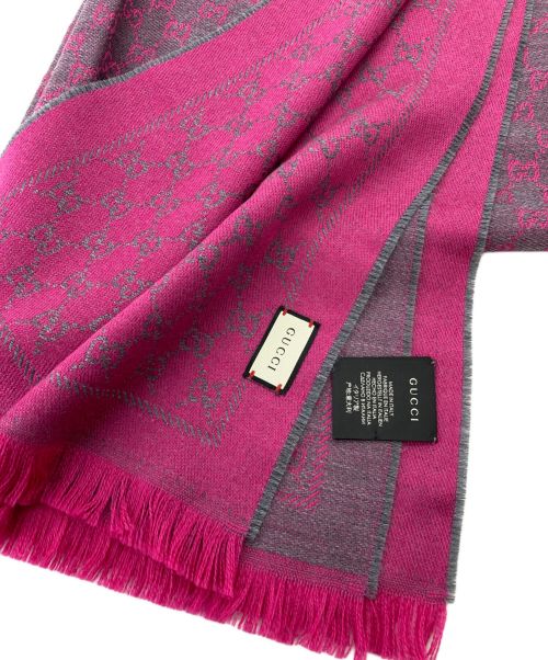 GUCCI（グッチ）GUCCI (グッチ) GG柄大判ストール ピンク×グレー サイズ:48×180cmの古着・服飾アイテム