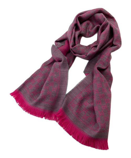 GUCCI（グッチ）GUCCI (グッチ) GG柄大判ストール ピンク×グレー サイズ:48×180cmの古着・服飾アイテム