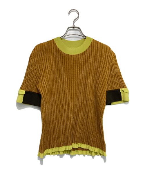 AKANE UTSUNOMIYA（アカネウツノミヤ）AKANE UTSUNOMIYA (アカネウツノミヤ) ゼロコットンショートニット ブラウン×イエロー サイズ:FREEの古着・服飾アイテム