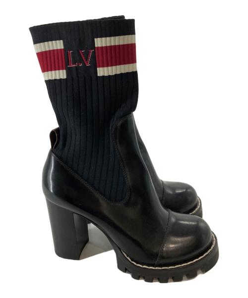 LOUIS VUITTON（ルイ ヴィトン）LOUIS VUITTON (ルイ ヴィトン) スタートレイルラインモノグラムニットソックスブーツ ブラック サイズ:36の古着・服飾アイテム